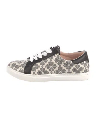 Pre-owned Kate Spade Animal Print Leather Trim Embellishment Sneakers In Neutral