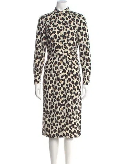 Pre-owned Kate Spade Animal Print Midi Length Dress In Neutral