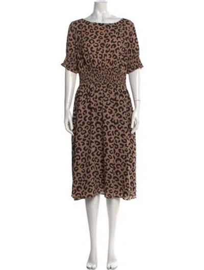Pre-owned Kate Spade Animal Print Midi Length Dress In Neutral