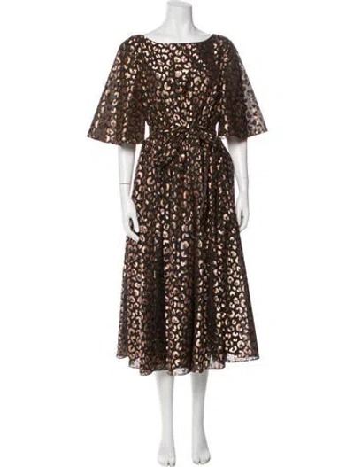 Pre-owned Kate Spade Animal Print Midi Length Dress W/ Tags In Multi