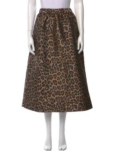 Pre-owned Kate Spade Animal Print Midi Length Skirt In Brown