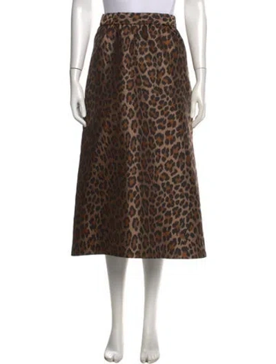 Pre-owned Kate Spade Animal Print Midi Length Skirt In Neutral