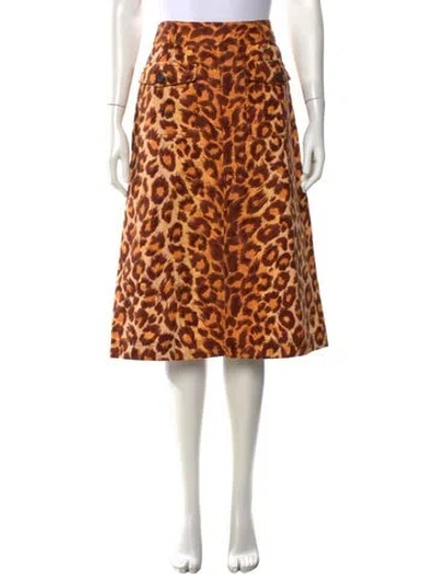 Pre-owned Kate Spade Animal Print Midi Length Skirt In Neutral