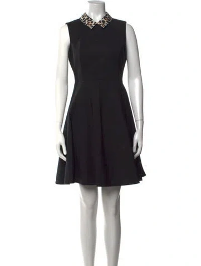 Pre-owned Kate Spade Animal Print Mini Dress In Black