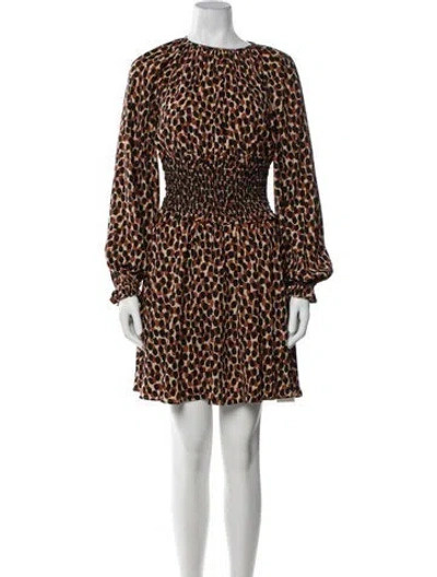 Pre-owned Kate Spade Animal Print Mini Dress In Brown