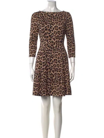 Pre-owned Kate Spade Animal Print Mini Dress In Brown