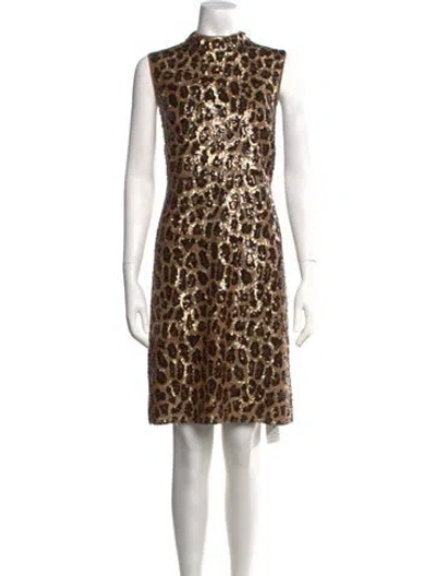 Pre-owned Kate Spade Animal Print Mini Dress In Brown