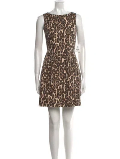 Pre-owned Kate Spade Animal Print Mini Dress In Neutral