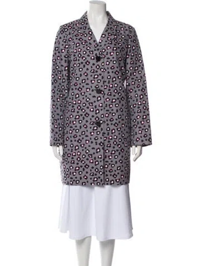 Pre-owned Kate Spade Animal Print Peacoat In Gray