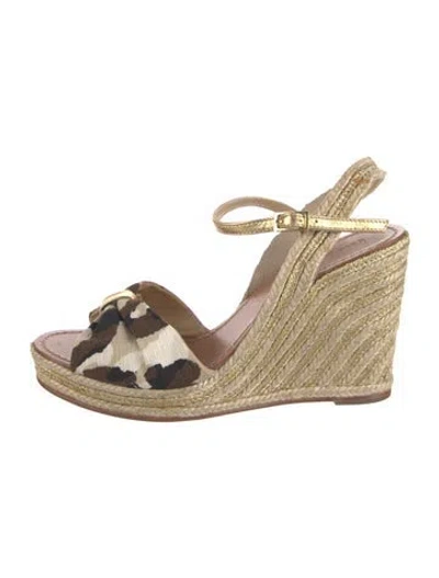 Pre-owned Kate Spade Animal Print Sandals In Orange