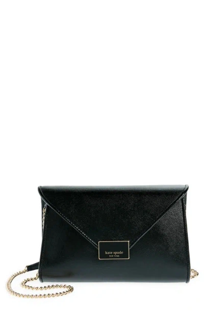 Kate Spade Anna Medium Envelope Leather Convertible Clutch In Black