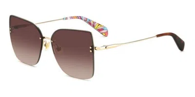 Kate Spade Ariella/g/s Asian Fit J5g/ha Women's Sunglasses Gold Size 58 In Pattern