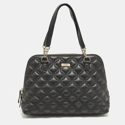 Pre-owned Kate Spade Astor Court Rachelle Black Quilted Leather Satchel