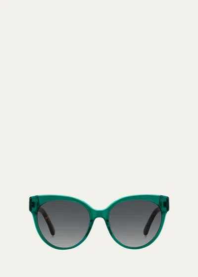 Kate Spade Aubriela Acetate Round Sunglasses In Green