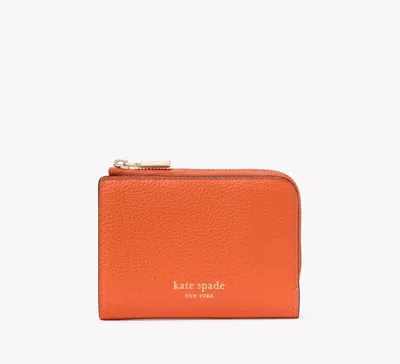Kate Spade Ava Colorblocked Pebbled Leather Zip Bifold Wallet In Orange