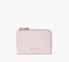 Kate Spade Ava Colorblocked Pebbled Leather Zip Bifold Wallet In Pink