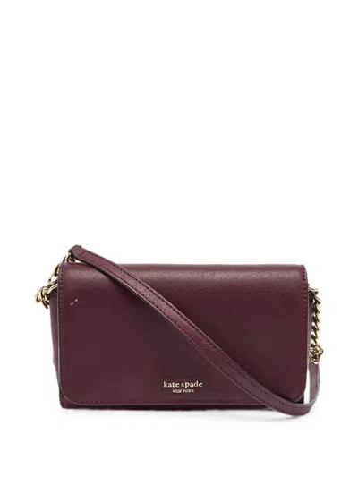 Pre-owned Kate Spade Ava Flap Wallet On Chain In Red