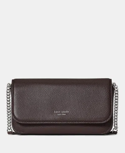 Kate Spade Ava Pebbled Leather Flap Chain Wallet In Brown