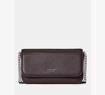 Kate Spade Ava Pebbled Leather Flap Chain Wallet In Brown