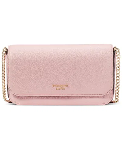Kate Spade Ava Pebbled Leather Flap Chain Wallet In Pink