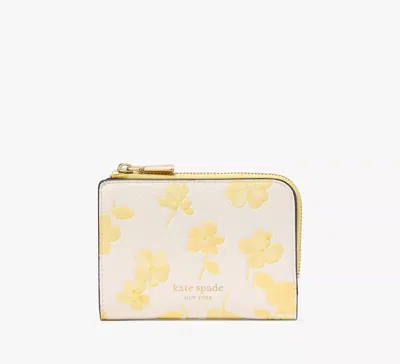 Kate Spade Ava Spring Pansies Bifold Wallet In White