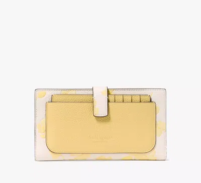 Kate Spade Ava Spring Pansies Bifold Wallet In Gold