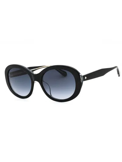 Kate Spade Avah/f/s Oval Sunglasses In 0807 9o - Black/dark Grey Sf