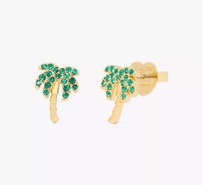Kate Spade Away We Go Pavé Palm Tree Studs In Green