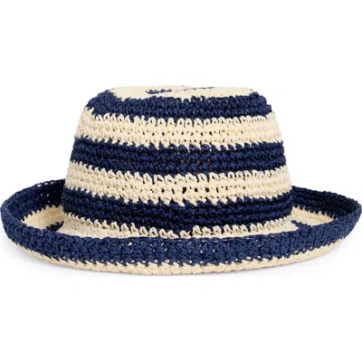Kate Spade Awning Striped Straw Cloche In Multi