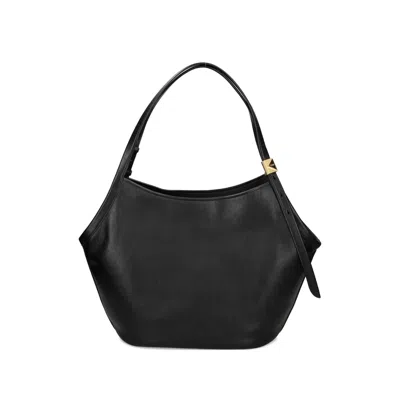 Kate Spade New York Small Deco Fine Grain Leather Tulip Top Handle Bag In Black
