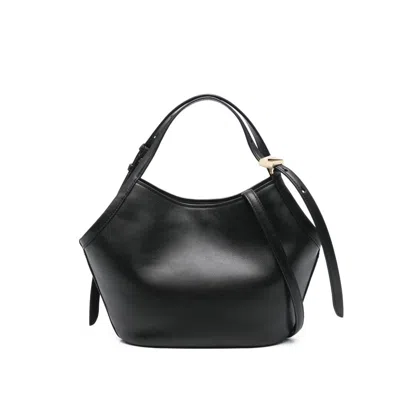 Kate Spade New York Small Deco Fine Grain Leather Tulip Top Handle Bag In Black