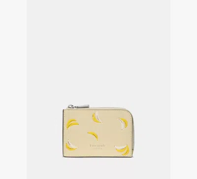Kate Spade Banana Mini Zip Card Case In White