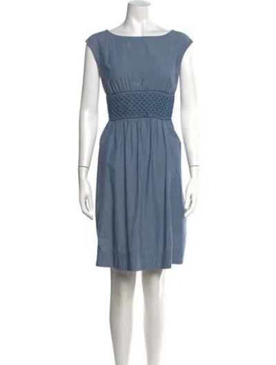 Pre-owned Kate Spade Bateau Neckline Knee-length Dress In Blue
