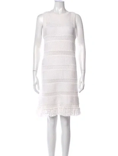 Pre-owned Kate Spade Bateau Neckline Knee-length Dress In White
