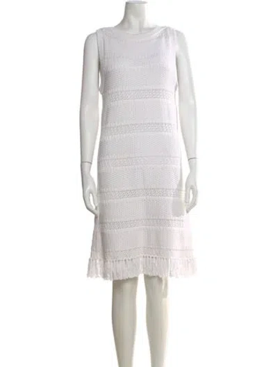 Pre-owned Kate Spade Bateau Neckline Knee-length Dress In White