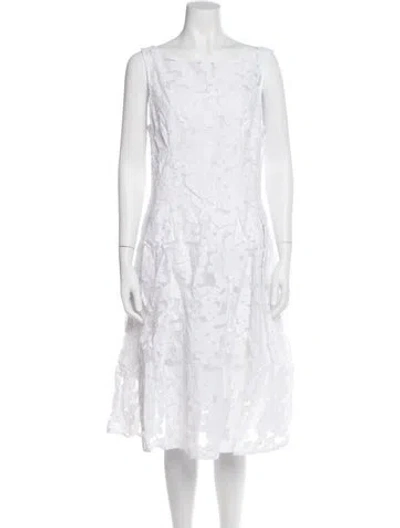 Pre-owned Kate Spade Bateau Neckline Midi Length Dress In White