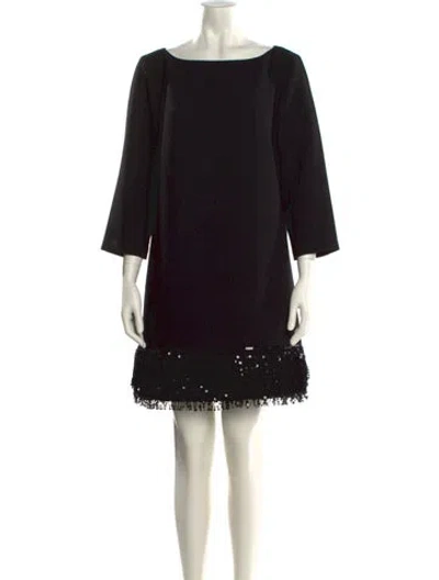 Pre-owned Kate Spade Bateau Neckline Mini Dress In Black