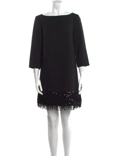 Pre-owned Kate Spade Bateau Neckline Mini Dress In Black