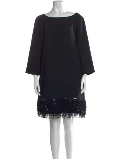 Pre-owned Kate Spade Bateau Neckline Mini Dress In Black