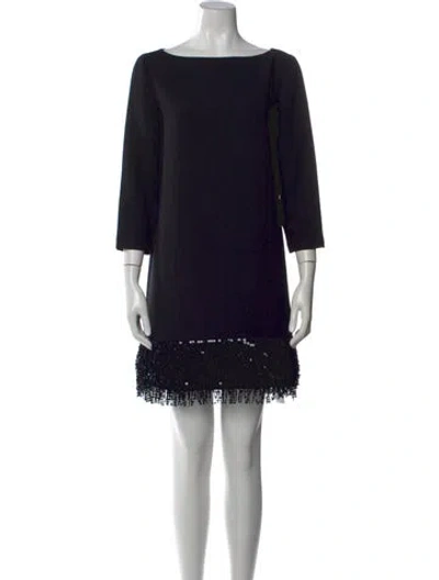 Pre-owned Kate Spade Bateau Neckline Mini Dress In Black
