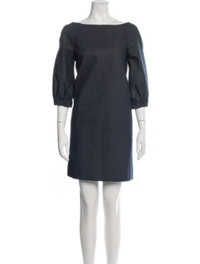 Pre-owned Kate Spade Bateau Neckline Mini Dress In Blue/grey