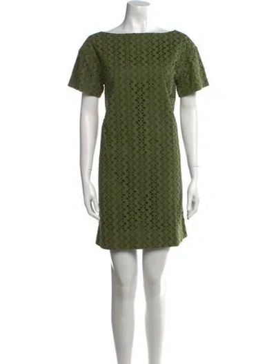 Pre-owned Kate Spade Bateau Neckline Mini Dress In Green