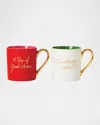 Kate Spade Be Jolly 2-piece Mug Set In Ivory