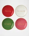 Kate Spade Be Jolly 4-piece Tidbit Plates In Ivory