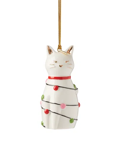 Kate Spade Be Jolly Cat Ornament In White