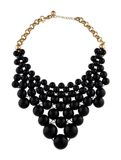 Pre-owned Kate Spade Beaded Dotz Collar Necklace, 20" In Black