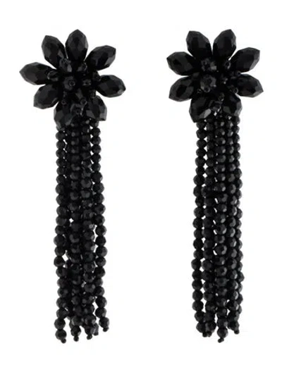 Pre-owned Kate Spade Beaded 'full Flourish' Drop Earrings In Black