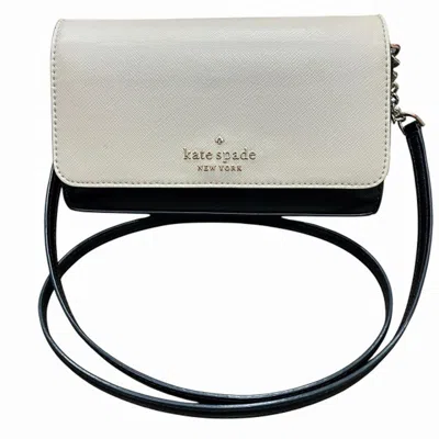 Pre-owned Kate Spade Beige Black Leather Shoulder Bag () In Beige, Black