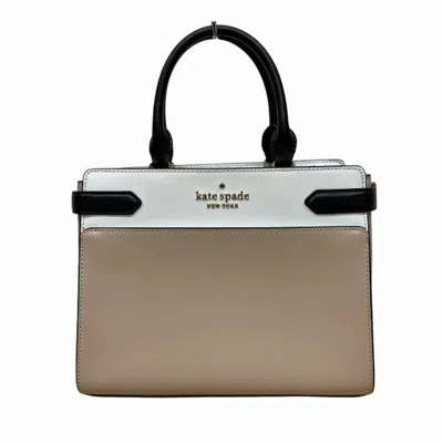 Pre-owned Kate Spade Beige Black White Leather Handbag Shoulder Bag () In Beige, Black, White