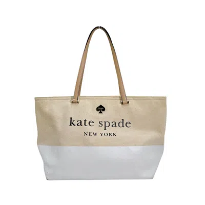 Pre-owned Kate Spade Beige Canvas Handbag Tote Bag () In Sand